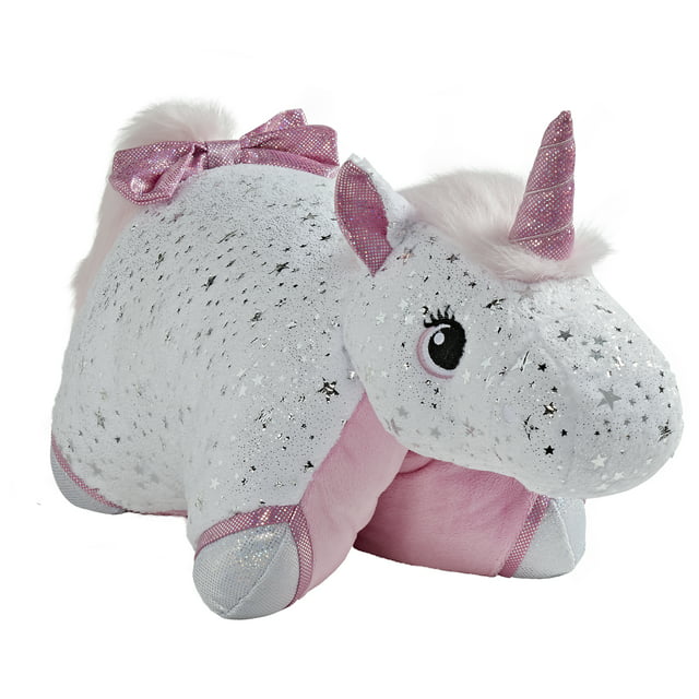 Pillow Pets Signature Glittery White Unicorn Stuffed Animal Plush Toy