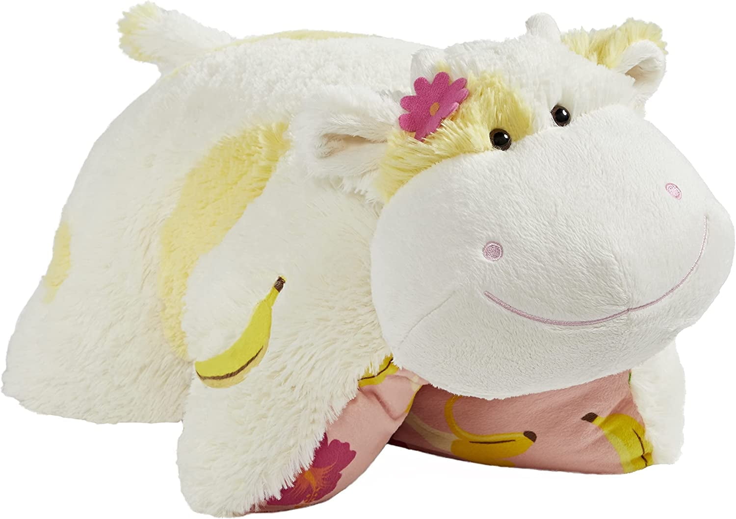 Pillow Pets Sweet Scented Banana Cow Stuffed Animals and Plush Toys, White