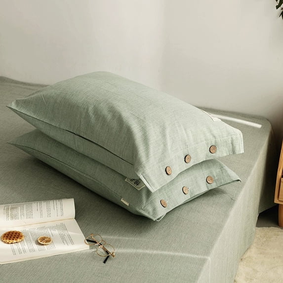 Pillow Protector, Linen Style Woven Pillowcase, Knit Fabric with Button Closure, Bedroom Decor Essentials, For Homeowners