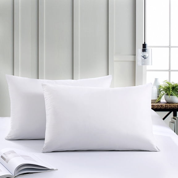 Pillow Protector - Poly-Cotton Blend Pillow Covers - Water and Dust Resistant Pillow Cases - Super Soft and Lightweight Pillow Case Protector for Pillows - White (2 Pack)
