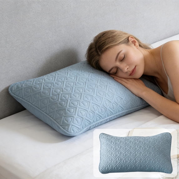 Pillow Protectors, Gaqring Breathable Waterproof Pillow Protector, Standard Size Oil Stain-Proof Pillow Cover Machine Washable Secure Fit, Blue