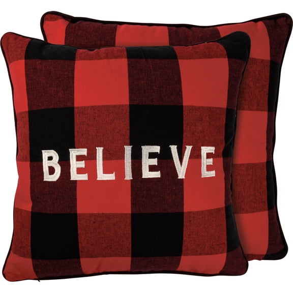 Pillow - Red And Black Buffalo Check Believe