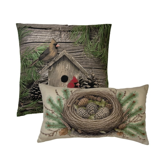 Donna Sharp Cardinal Pine 2PC Rustic Pillow Set