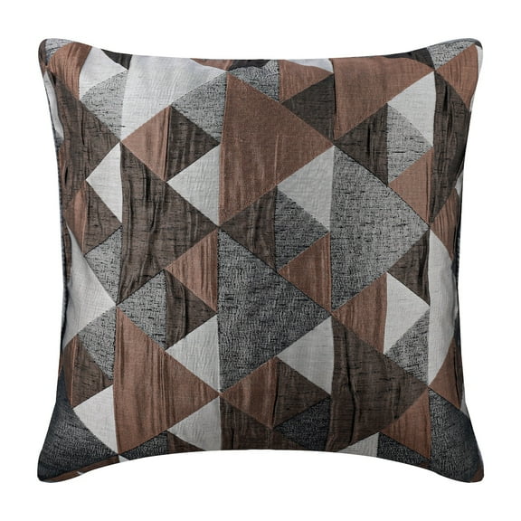 Pillow Sham Cover, Brown Euro Pillow Shams 26x26 inch (65x65 cm), Jacquard European Shams, Geometric, Origami, Pattern, Triangle Pattern, Contemporary Euro Size Pillow - Brown Origami