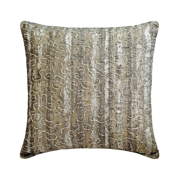 Pillow Sham Cover, Decorative Silver 26"x26" (65x65 cm) Euro Size Shams, Silk Beaded, Abstract & Jacquard Euro Shams For Sofa, Abstract Pattern Modern Style - Time To Time Silver