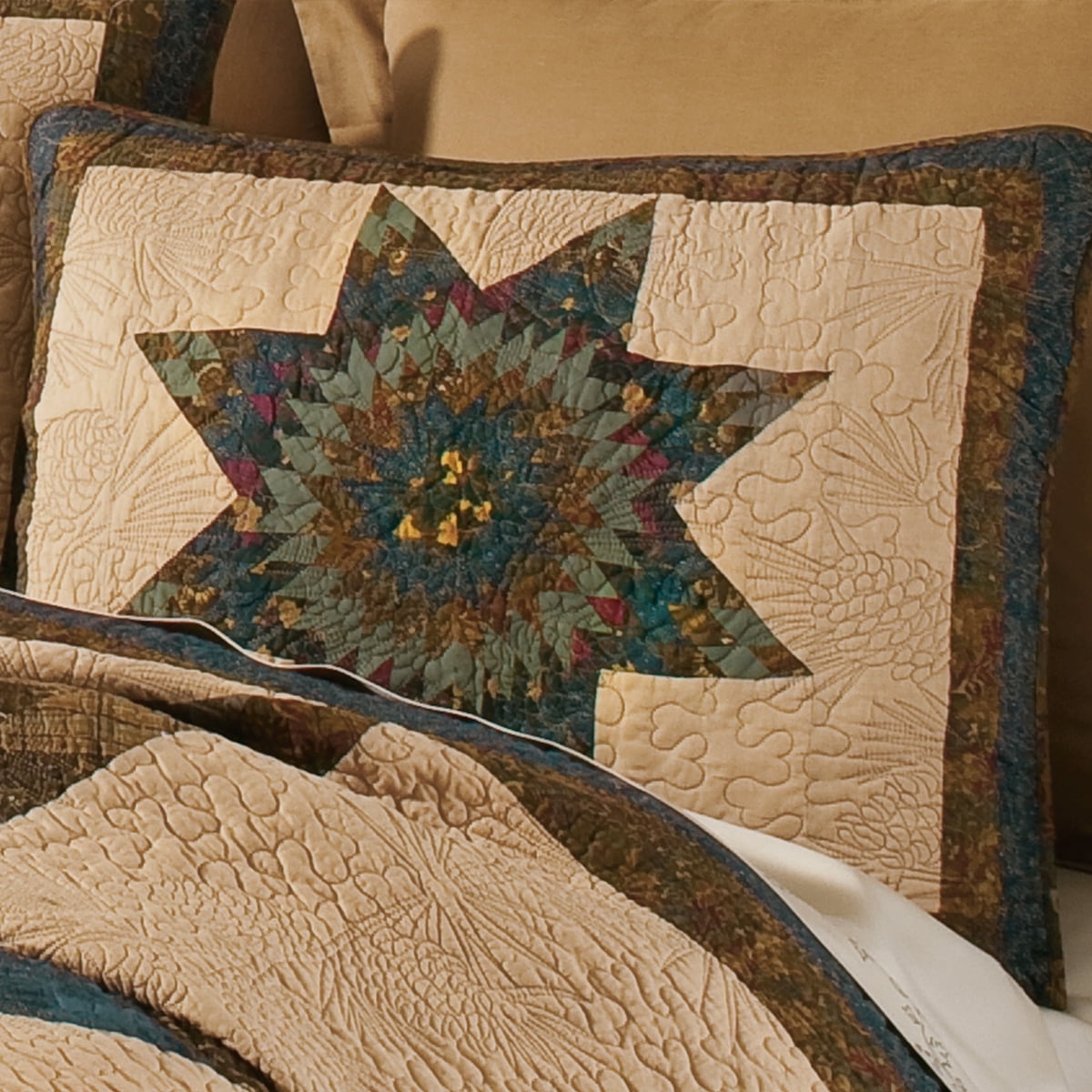 Forest Star Patchwork Cotton and Polyester Standard Sham