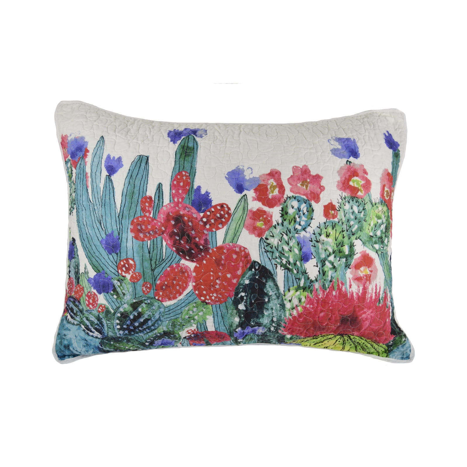 Colorful Cactus Garden Cotton and Polyester Pillow Sham