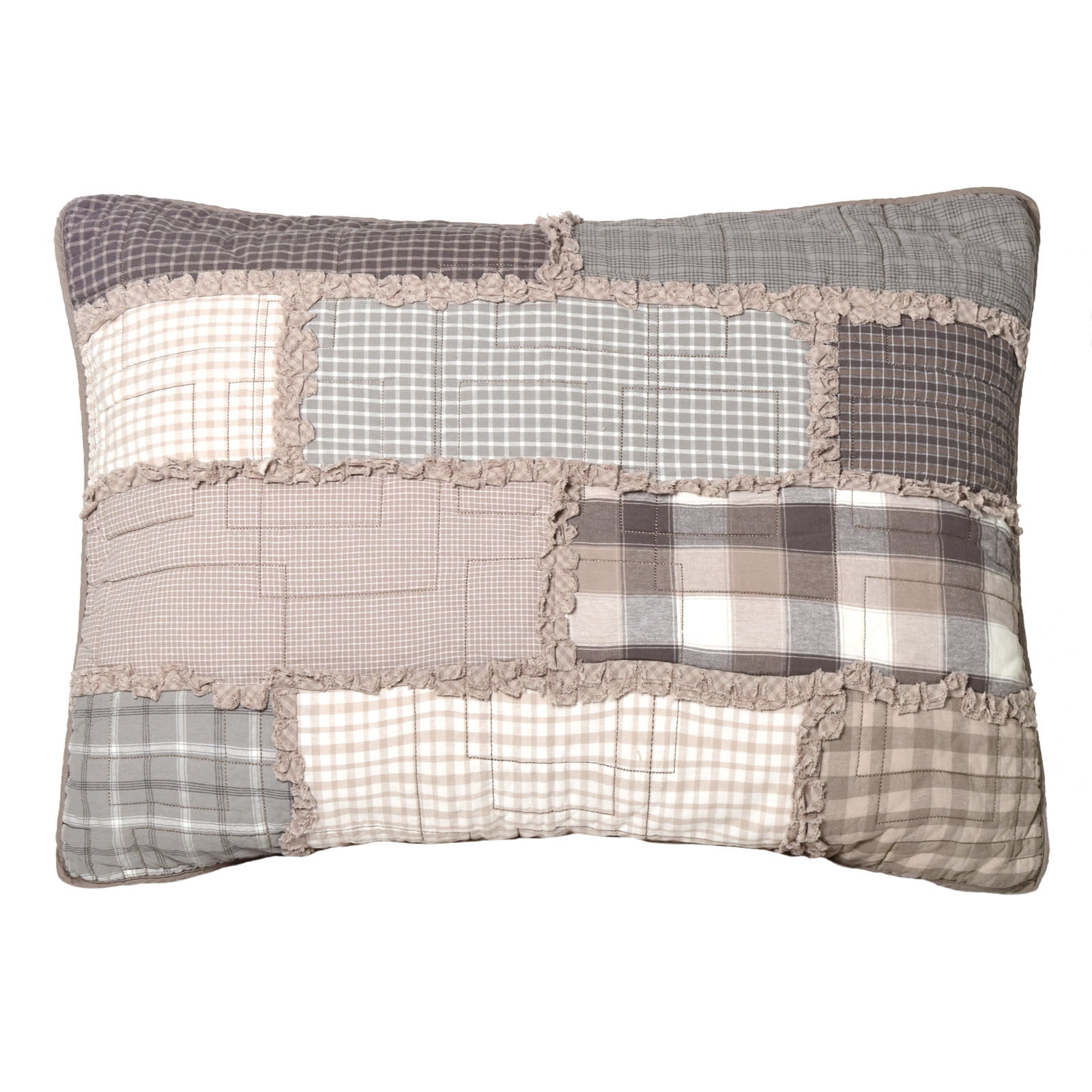 Smoky Cobblestone Patchwork Cotton Standard Pillow Sham