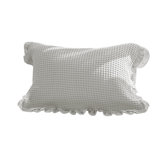 Pillow Shams Set of 2 Pure Cotton Champray Ruffled Edge, Thick and Solid Washed Dobby Heavy Fabric Blue