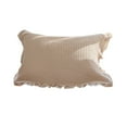thumbnail image 1 of Pillow Shams Set of 2 Pure Cotton Champray Ruffled Edge, Thick and Solid Washed Dobby Heavy Fabric Khaki, 1 of 6