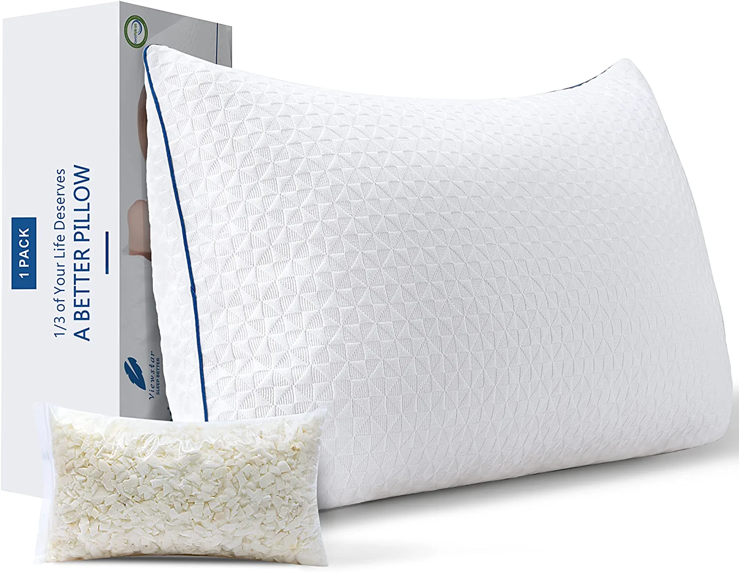 Pillow for Sleeping, Cooling Shredded Memory Foam Pillow Queen Size