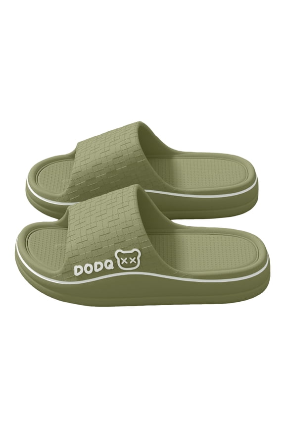 Pillow Slippers for Women Men Fashion Print Platform Slides Thick Soft Sole Indoor Outdoor Open Toe Sandals Nonslip Shower Shoes Green Size 6