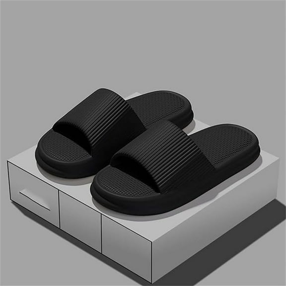Pillow Slippers for Women and Men House Slides Shower Sandals (Black 42)
