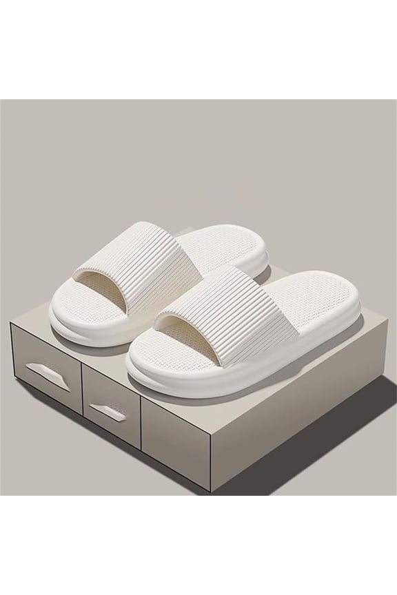 Pillow Slippers for Women and Men House Slides Shower Sandals (White 40)