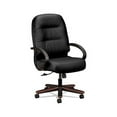 thumbnail image 1 of Pillow-Soft 2190 Series Executive High-Back Chair Supports up to 300 lbs., Black Seat/Black Back, Mahogany Base, 1 of 7