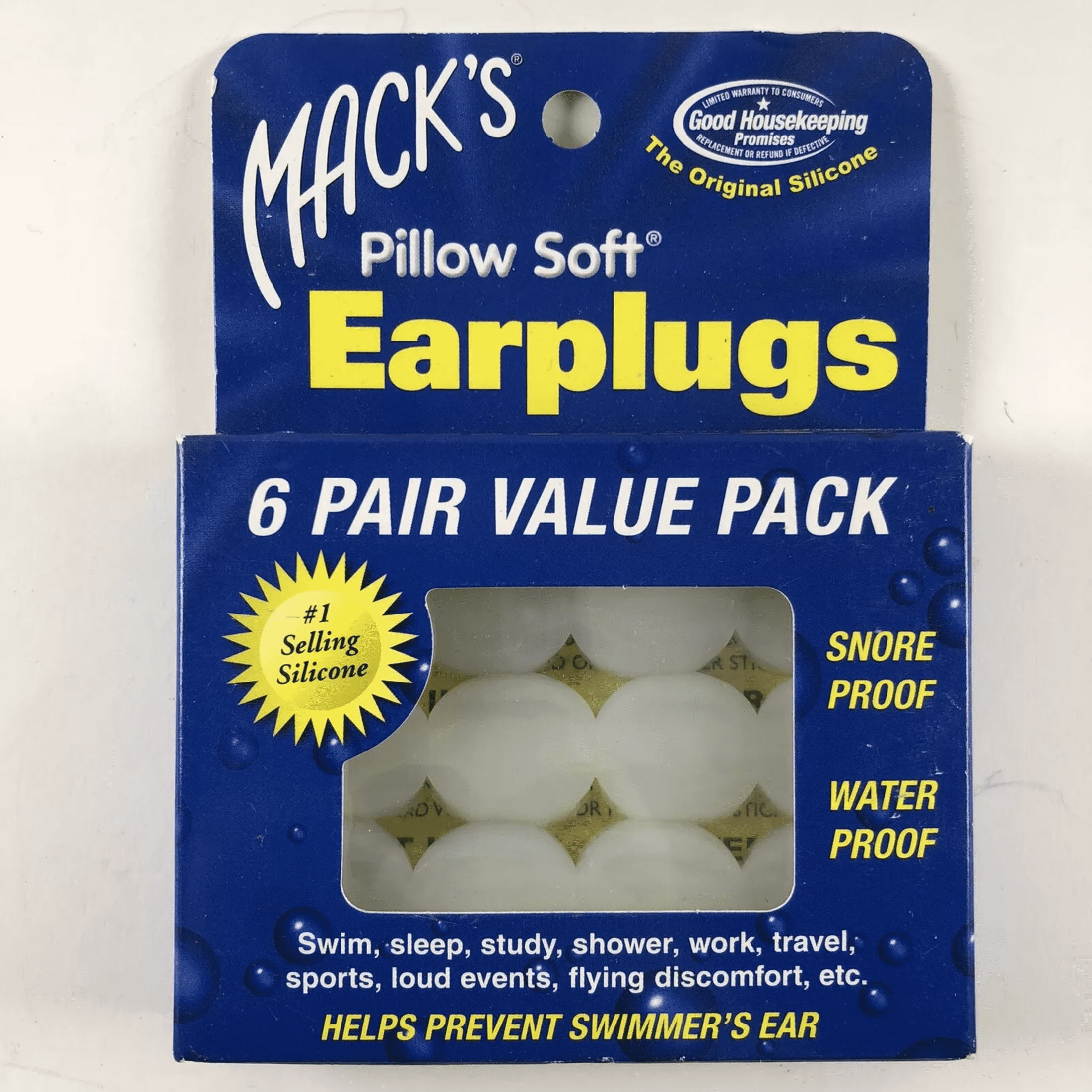 Pillow Soft Silicone Earplugs - 6 Pair (Pack Of 8), Value Pack The Original Moldable Silicone Putty Ear Plugs For Sleeping, Snoring, Swimming, Travel, Concerts And Studying