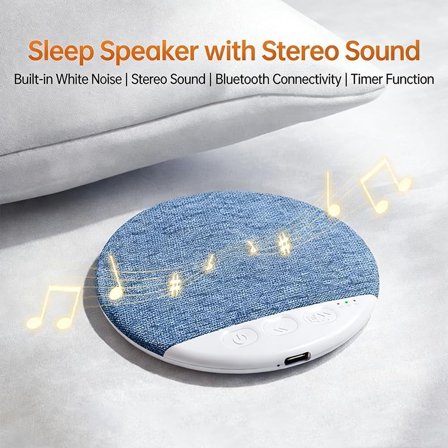 Under Pillow Speaker for Sleeping, 11mm Ultra-Thin Bluetooth 5.4 Pillow Speaker with Hi-Fi Sound & 3 Sleep Timer, Built-in White Noise, 20-48 Hour Battery Life, Blue