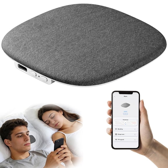 Pillow Speaker for Sleeping, Built-in 100 White Noise Sound Machine + App Extendable, Ultra Thin Flat Portable Bluetooth Speaker Under Pillow for Side Sleeper, Auto-Off Timer