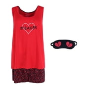 Pillow Talk Heart Breaker Tank and Short Set with Eye Mask Womens Plus