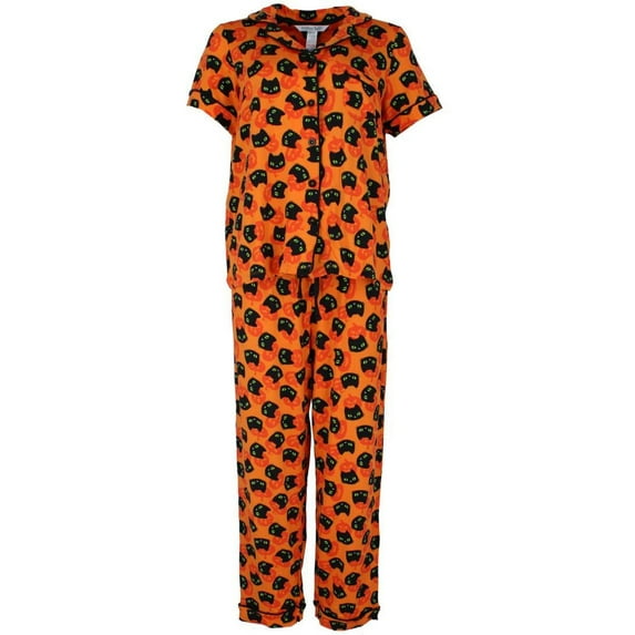 Pillow Talk Lounge Around Black Cat Pajama Set (Women)