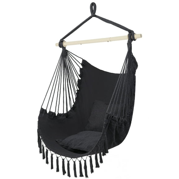 Pillow Tassel Hanging Chair Gray