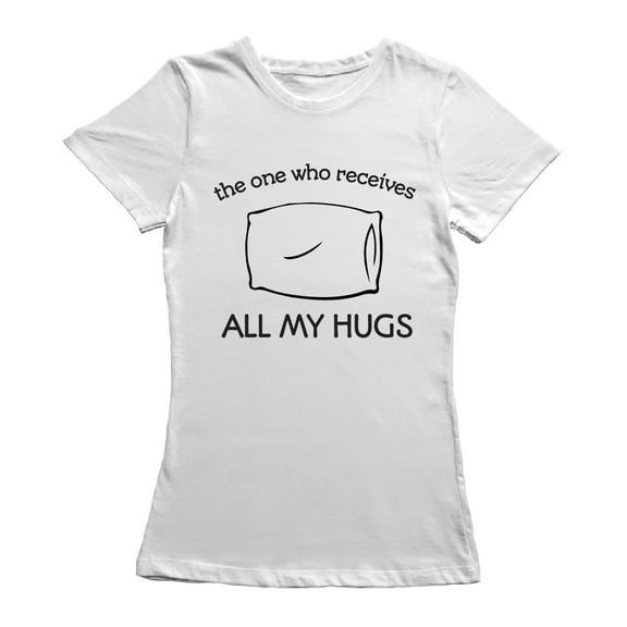 Pillow The One Who Receives All My Hugs Graphic Women White T-Shirt, Female x-Large