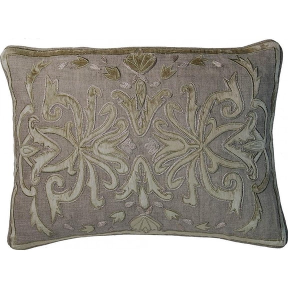 Hand-Dyed Velvet Applique Pillow 14x20 by Provence Home