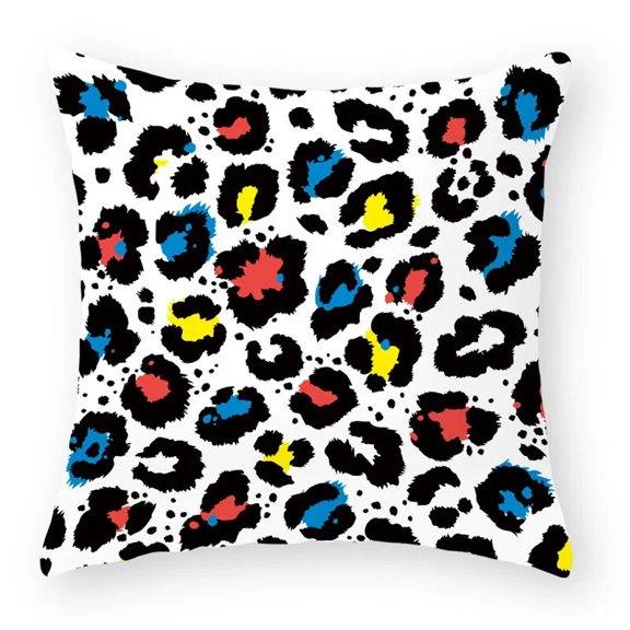 Pillow Throw Cover Home Decoration Living Room Sofa Seat Colorful Leopard Print Polyester Cushion