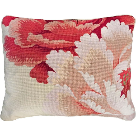 Pillow Throw Lauren 16x20 Cream Needlepoint Canvas Cotton Velvet Poly Insert