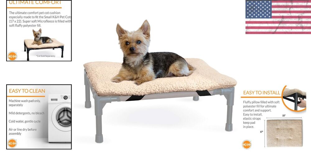 PillowTop Dog Cot Pad with Elastic Straps Plush Microfleece for