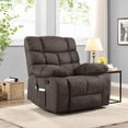 thumbnail image 1 of Pillow Tufted Design Massage Recliner with Side Pocket, Multifunctional Electric Power Chair with Wired Remote/ Side Pocket and Ajustable Level, Recliner Single Sofa Seat  for Bedroom, Brown, 1 of 7