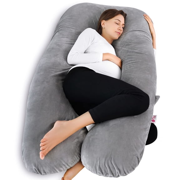 Pillow U Shaped Full Body Pillows For Sleeping Maternity Women With Removable Cover (60 Inch Gray)