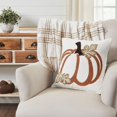 thumbnail image 1 of Pillow Wheat Plaid Pumpkin Farmhouse 18x18 Woven Cotton Fall Decor TCC Brands, 1 of 11