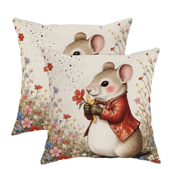 Pillow cover, fantasy retro flower red jacket, spring soft pink tone soft velvet washable decorative cushion, suitable for living room apartment bed sofa decoration, excluding pillow core