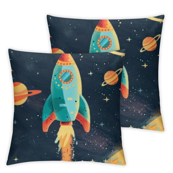 Pillow cover for astronauts, spacecraft, Milky Way galaxy, square cushion cover, sofa cushion cover, interior decoration 1 set of 2, various sizes