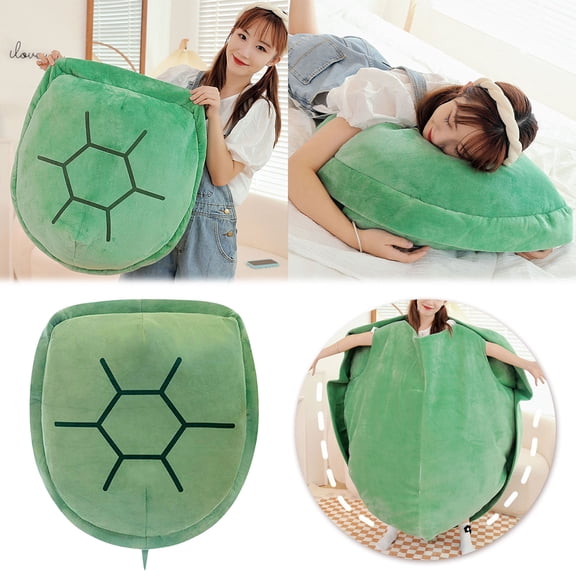 Pillow for Living Room and Bedroom Cozy Polar Turtle Cushion Wearable Tortoise with Polyester Outer and PP Filling Warm Accessory for Adults