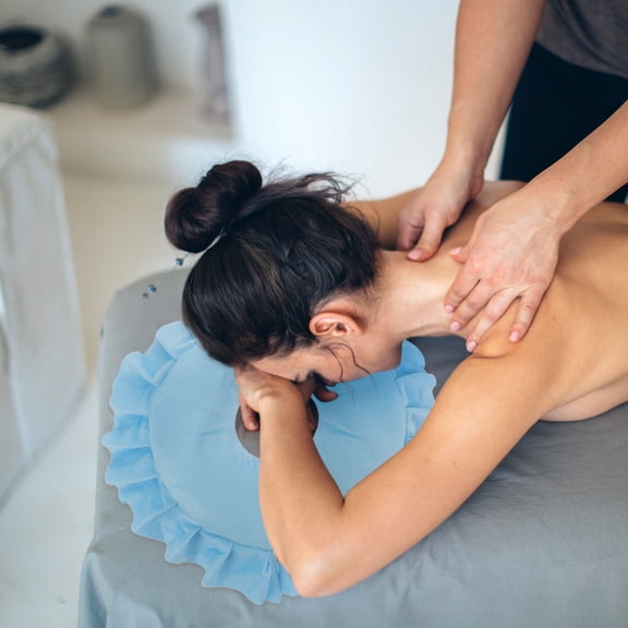 POPETPOP Massager Pillow U Shaped Pillow Blue Cotton 1Pcs 15.2x15.2in