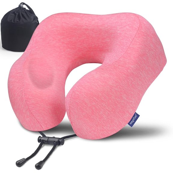 Pillow for Traveling, Upgraded Travel Pillow for Airplane Pure Memory Travel Pillow for Flight Headrest Sleep, Portable Plane Accessories, Rose
