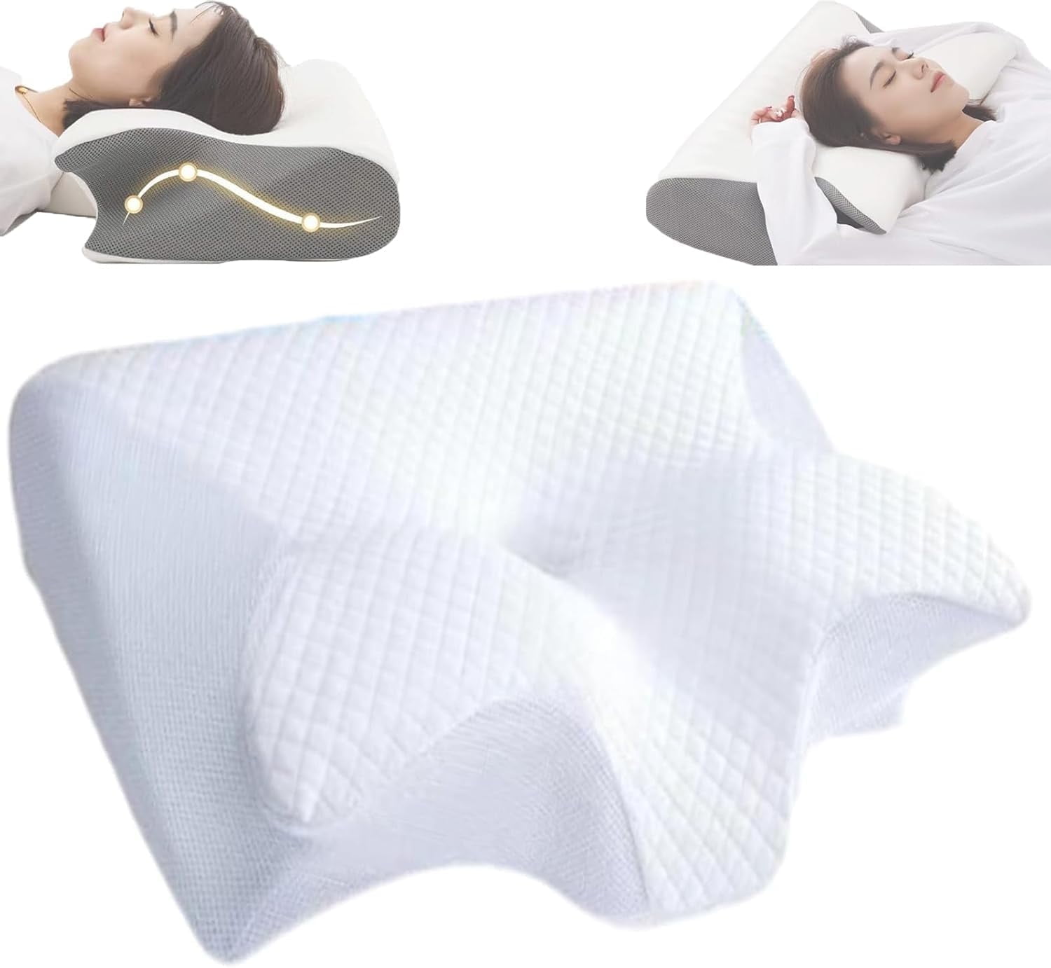 Pillow for snoring relief and sleep apnea,Ergonomic Contour Support Pillows, Air Way Cervical Pillow for Sleep Apnea, for Side Sleepers, Back Sleepers