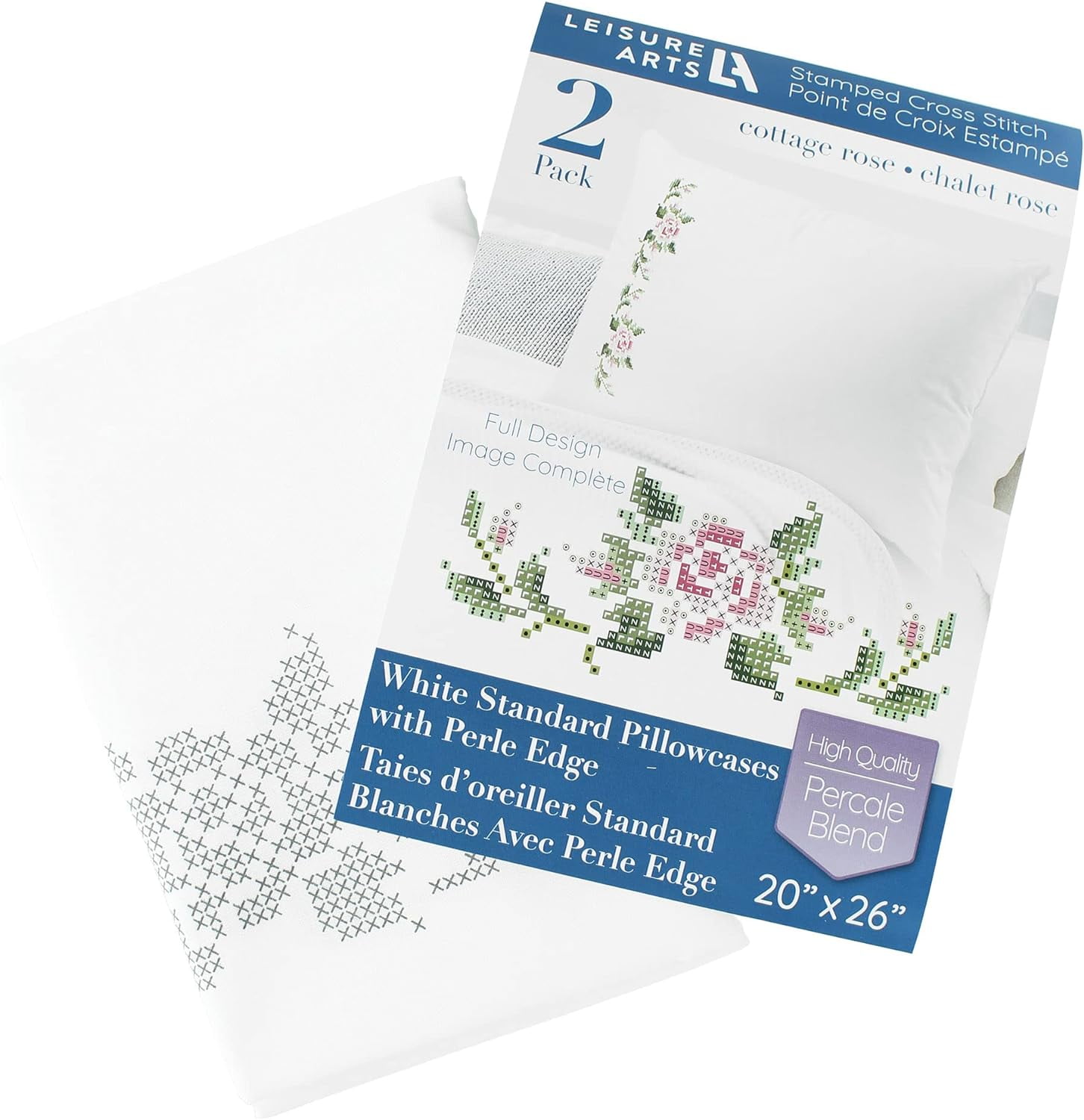 Pillowcase 20"X26" Cottage Rose 2Pc, Embroidery Pillow Kit, Stamped