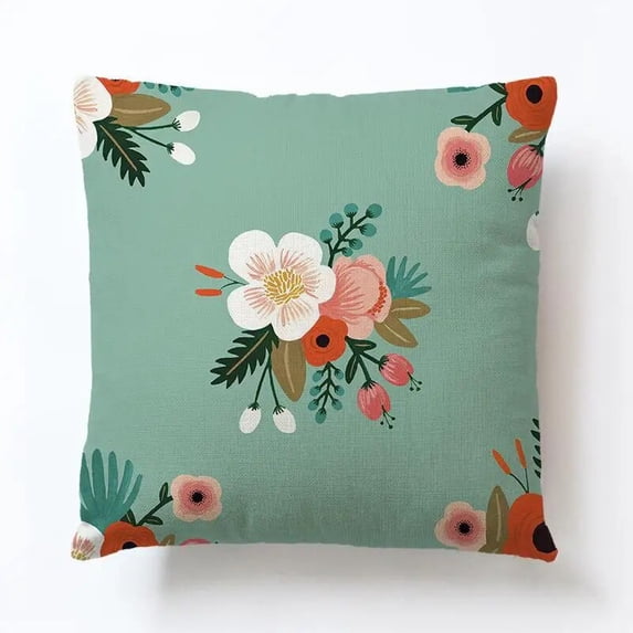 Pillowcase Chair Seat and Waist Square Home Living Cotton Linen Vintage Floral Cushion Cover