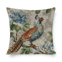 Pillowcase Chinoiserie Pheasant Bird Modern Pillow Cover Vintage Blue And White Flower Throw Pillowcases 16"x16" for Farmhouse Decor Room Bedroom Sofa Chair Car