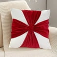 thumbnail image 1 of Pillowcase for Christmas Decoration, Velvet Sofa Cushion Cover with Bow, Holiday Room Decor Pillowcase, Living Room Decorative Cushion for Christmas Holidays, 1 of 6