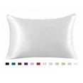 thumbnail image 1 of Pillowcase Comfort Satin Silk Single Pillowcase with Zipper Soft Plain Pillow Case Cover, 1 of 5