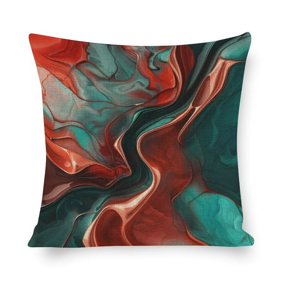 Pillowcase Cover Burgundy Maroon Red Blue Turquoise Fluid Abstract Pillows 16"x16" Abstract Art Outdoor Square Pillow Cushion Cases Decoration for Sofa Couch