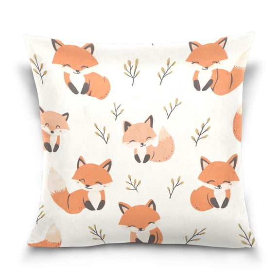 Cute Fox Pillowcase Special Crystal Velvet Square One Side Beautifully Printed Breathable And Comfortable Multi-functional Pillow 16in