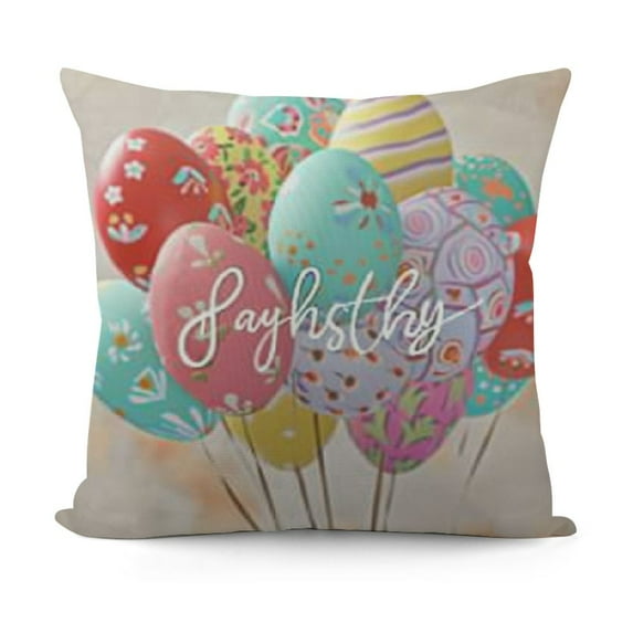 Pillowcase Easter Cute Colorful Eggs Rabbit Floral Flowers King  Pillow Cover Protector Pillow Sham Pillow Case with Zipper  for Long Throw Pillow