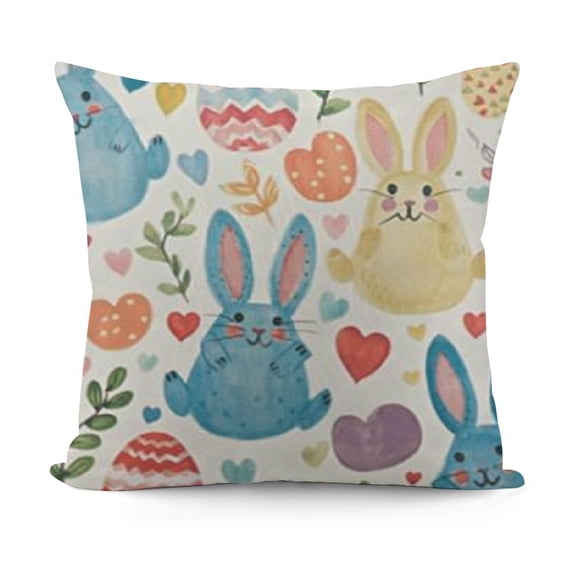 Pillowcase Easter Day Cute Eggs Rabbit King Pillow Cover Protector Pillow Sham Pillow Case with Zipper for Long Throw Pillow
