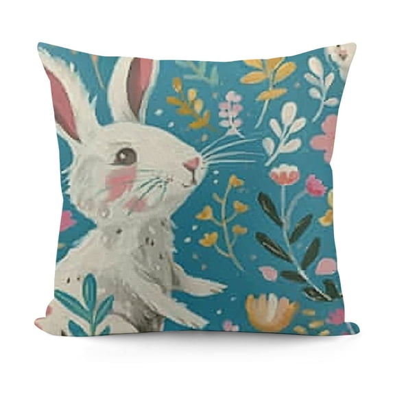 Pillowcase Easter Day Cute Rabbits Animal King Pillow Cover Protector Pillow Sham Pillow Case with Zipper for Long Throw Pillow