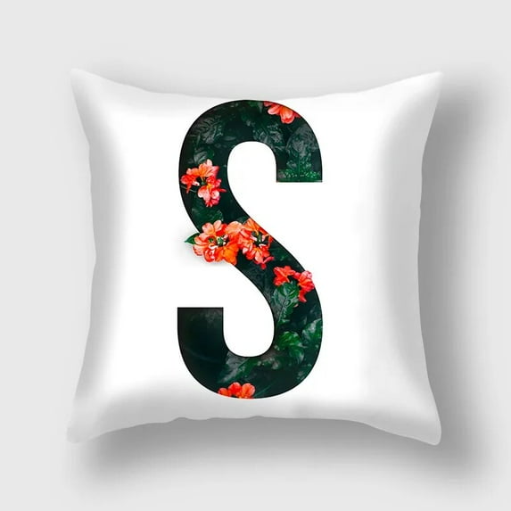 Pillowcase Letter Printing Square Cushion Sofa Chair Car Home Decor Cover Flower 26 Pillowcases